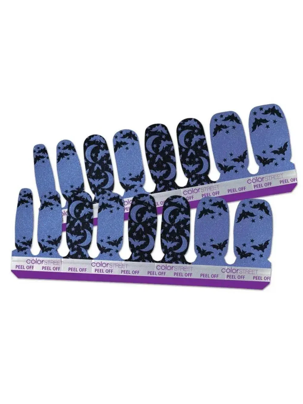 Color Street BAT'S AMORE Nail Polish Strips Halloween Black Blue Glitter RETIRED